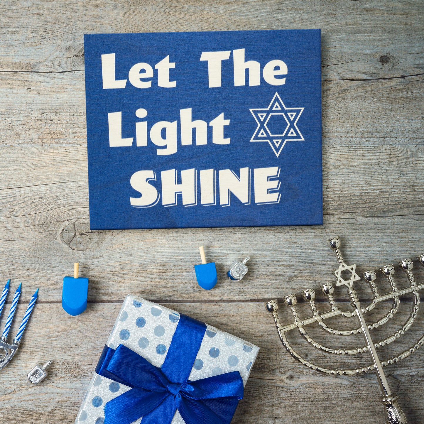 Let the Light Shine Wood Sign, Hanukkah Decorations, Chanukah Decor Jewish Star Of David, Hanukkah Gifts