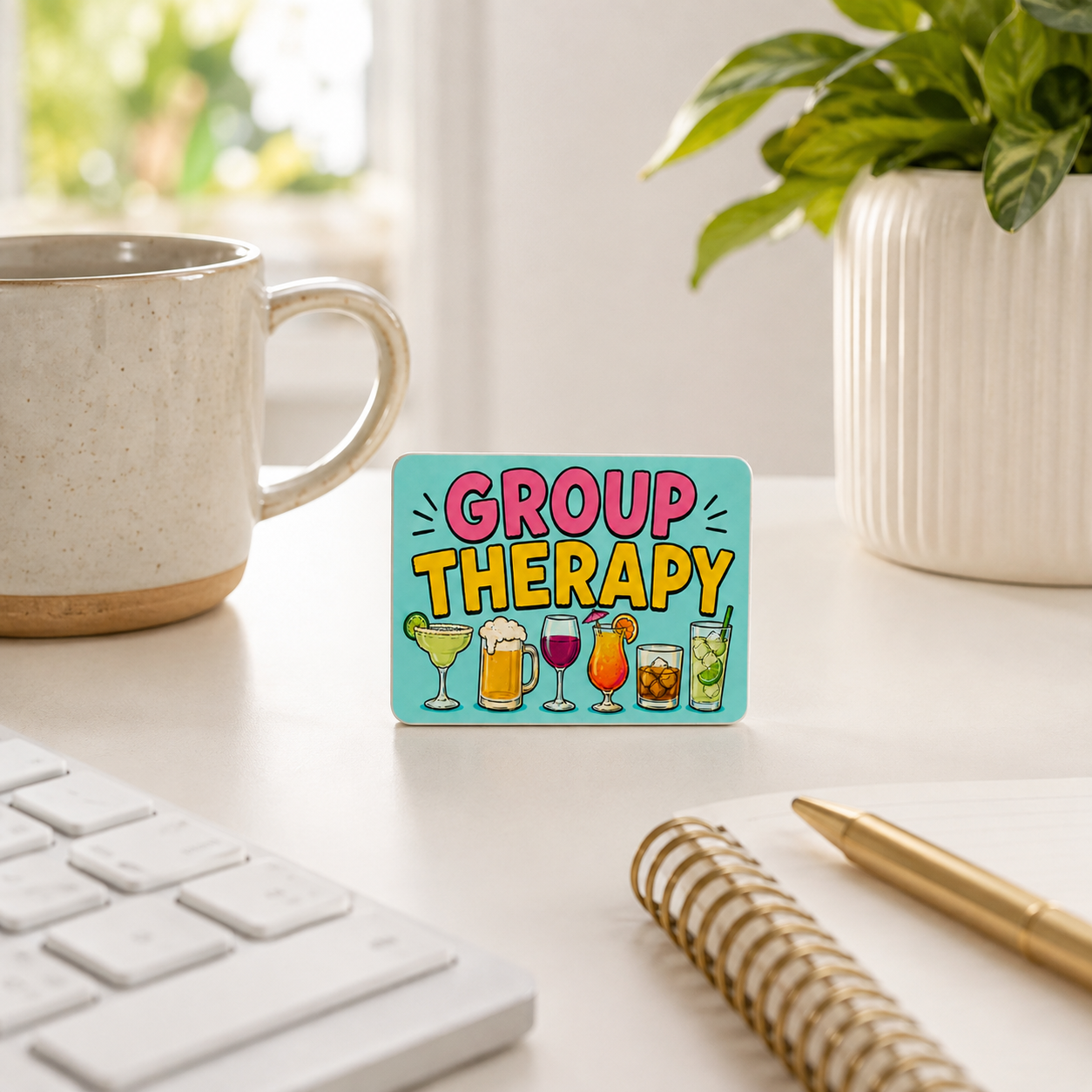 Group Therapy - Funny Tiki Style Magnet and Sign
