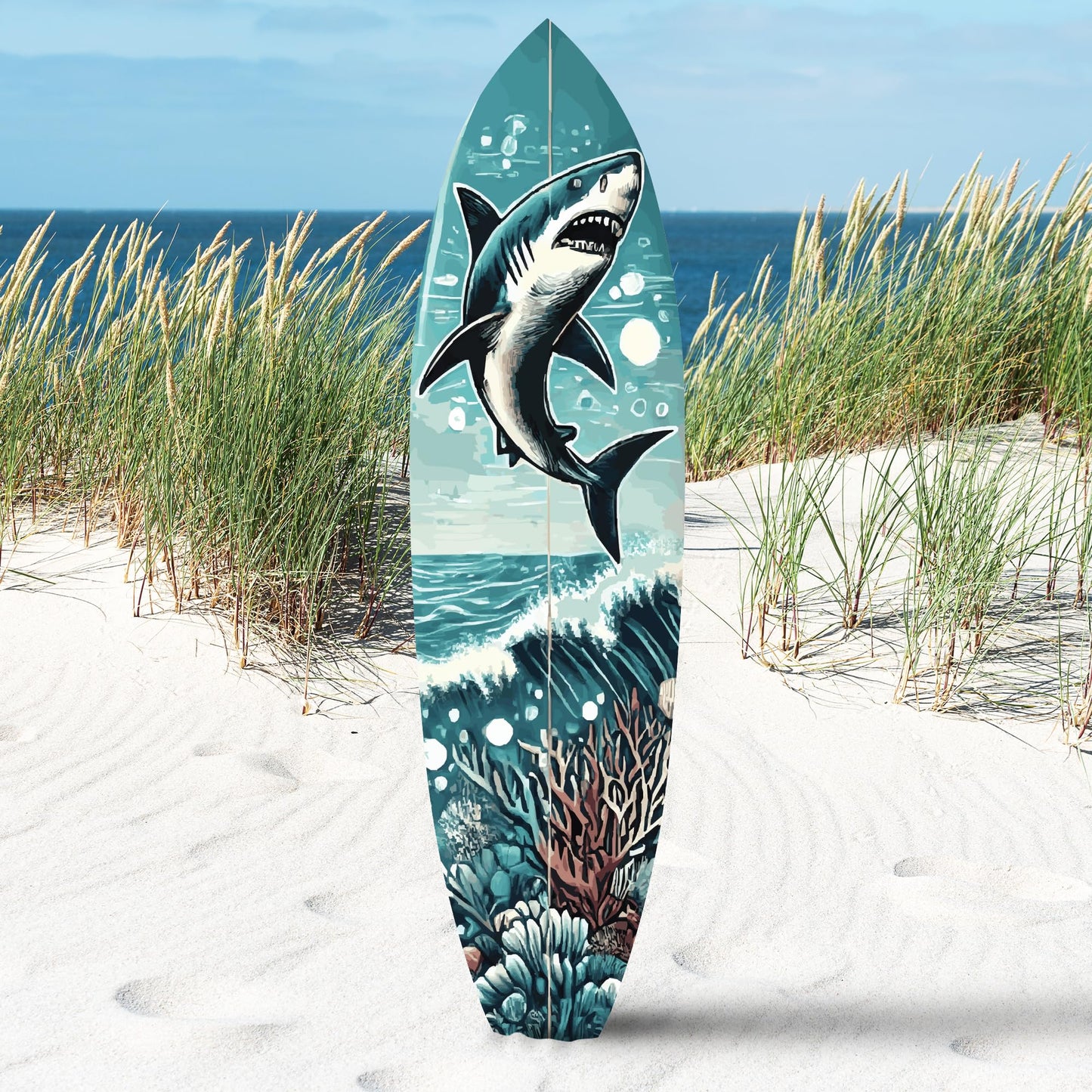 Indoor Outdoor Shark Surfboard Wall Decor