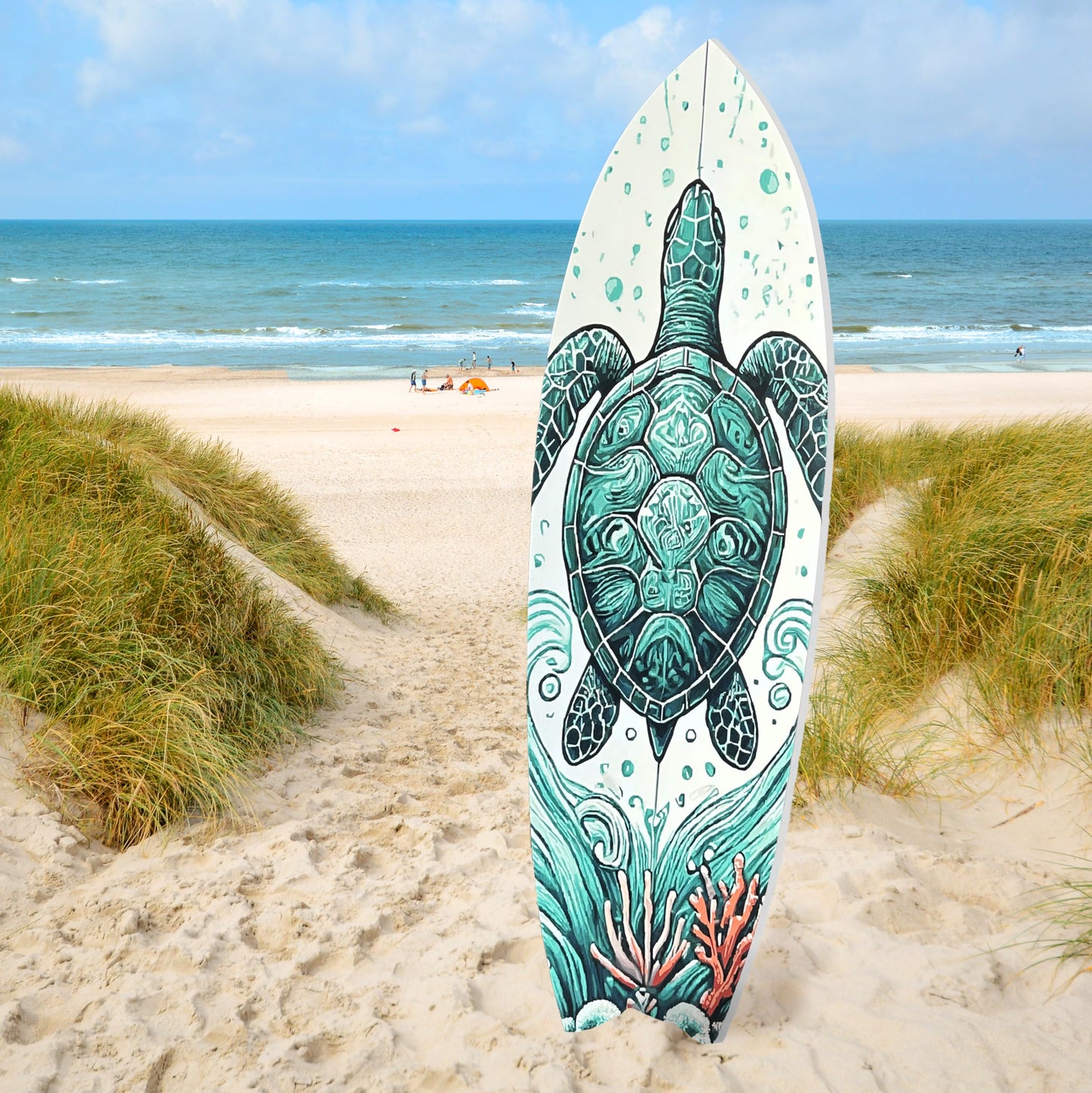 JennyGems Decorative Turtle Surfboard Wall Art PVC, Weather Resistant