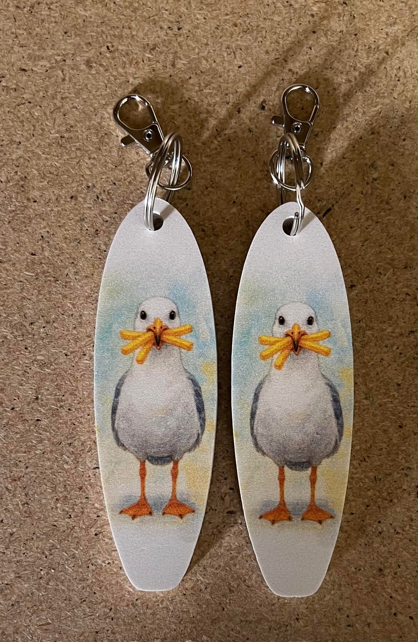 Funny Seagull Keychains Set of 2 – PVC Beach Keyrings for Bags, Backpacks, or Keys – Coastal Souvenir or Gift