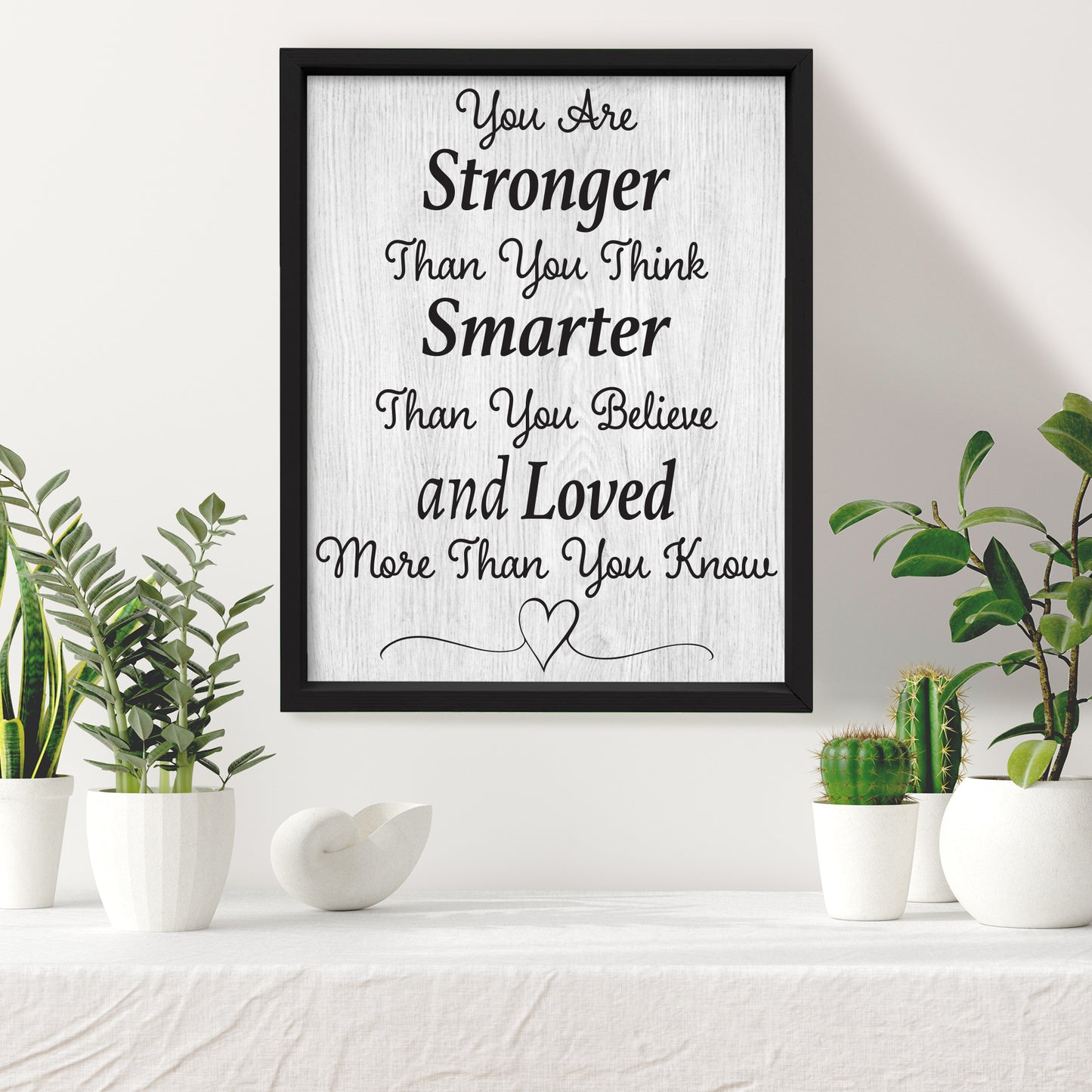 JennyGems You Are Stronger Than You Think Framed Wooden Sign, Inspirational Quote, Motivational Home and Office Decor, Encouragement, 16x20 Inches, Made in USA