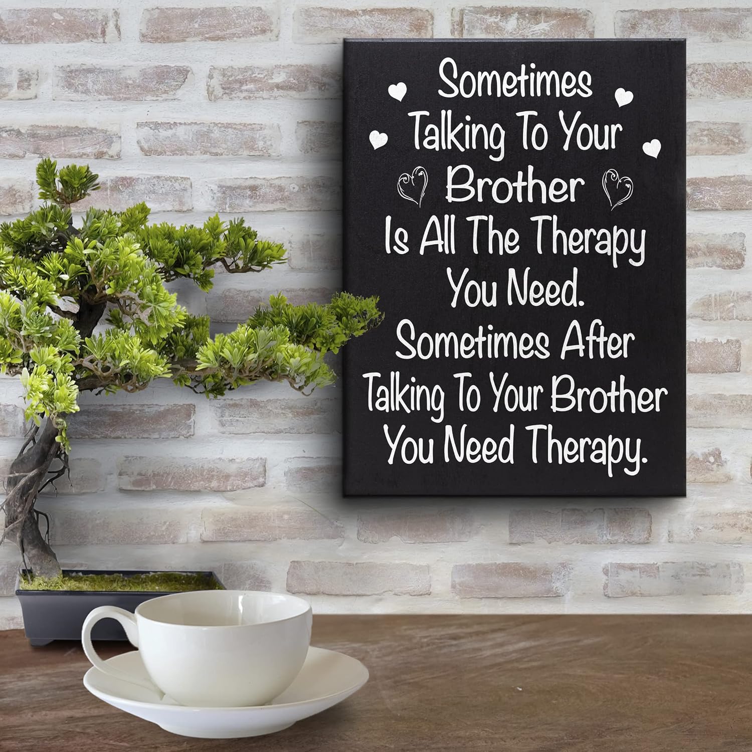 JennyGems Funny Brother Gift, Sometimes Talking to Your Brother Is the Only Therapy You Need Wooden Sign - Wall and Shelf Decor
