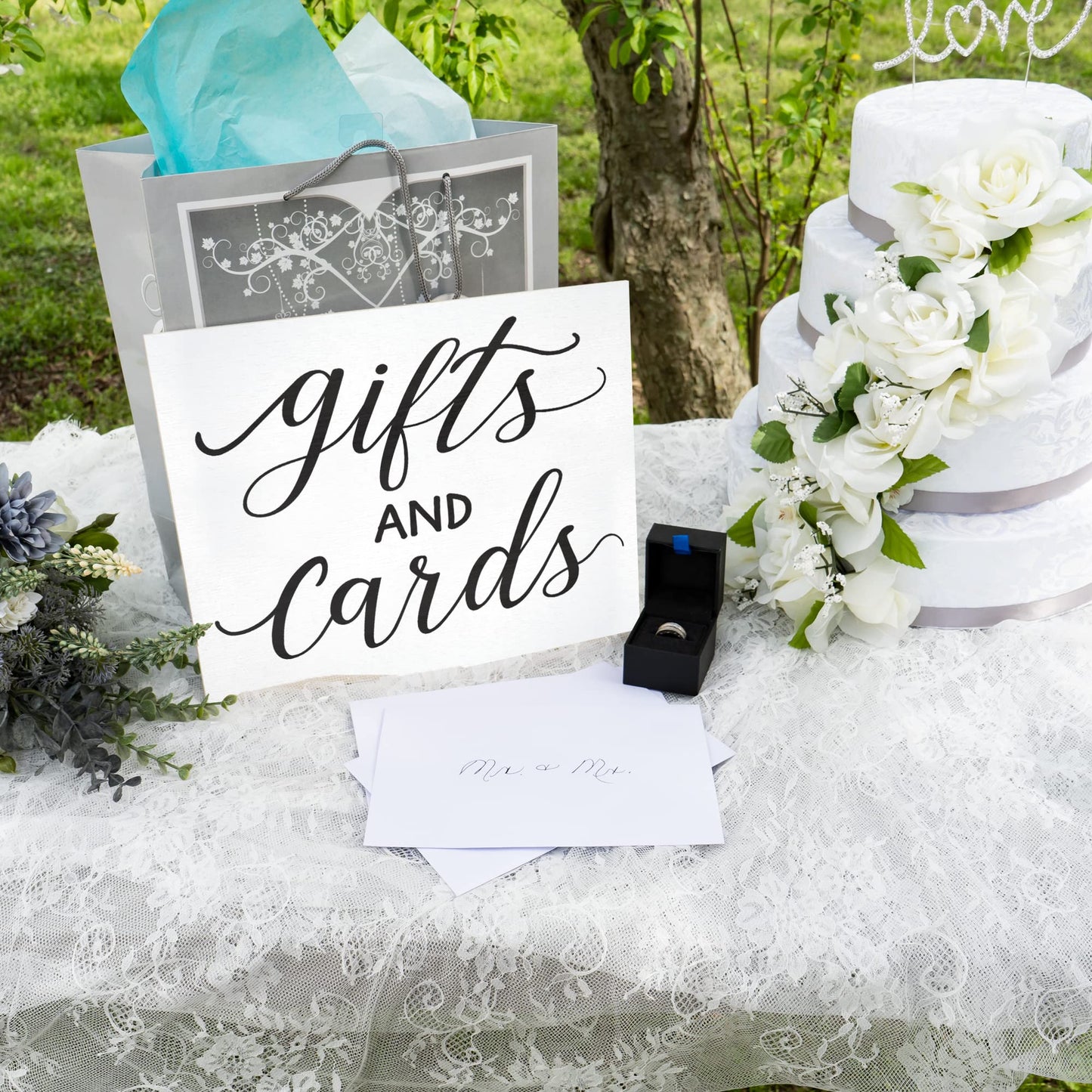 JennyGems Gifts and Cards Wedding Sign, Wedding Table Decor, 12x10 Inch Wood Sign, Birthday, Engagement, Bridal Shower Party Decor