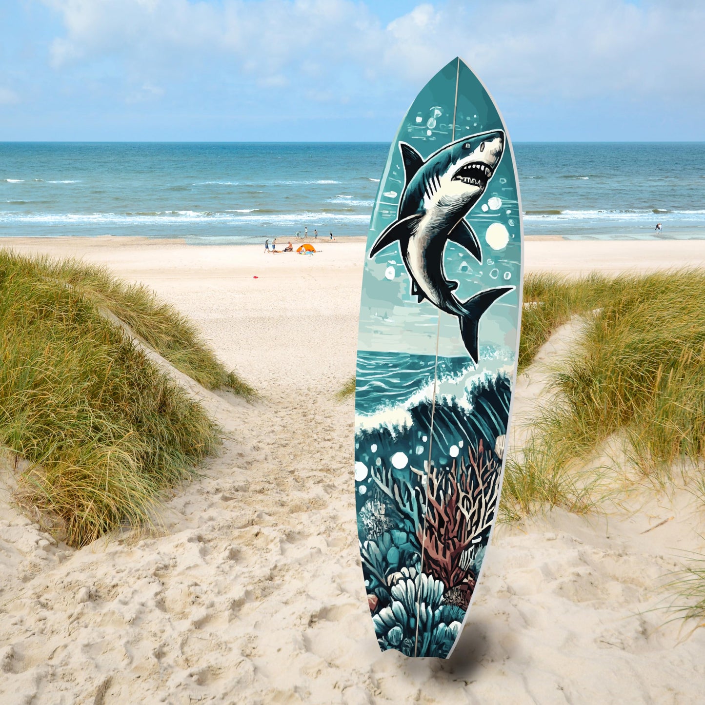 Indoor Outdoor Shark Surfboard Wall Decor
