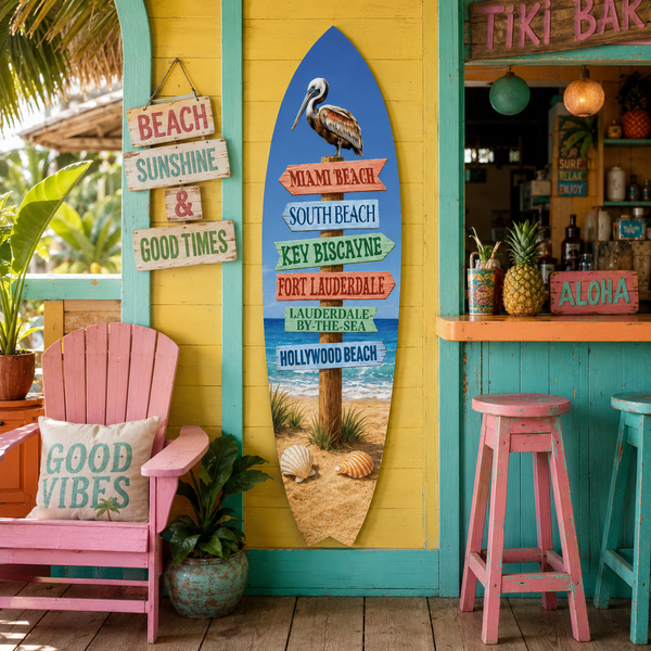 Miami Beach Surfboard Wall Art - South Florida Coastal Decor