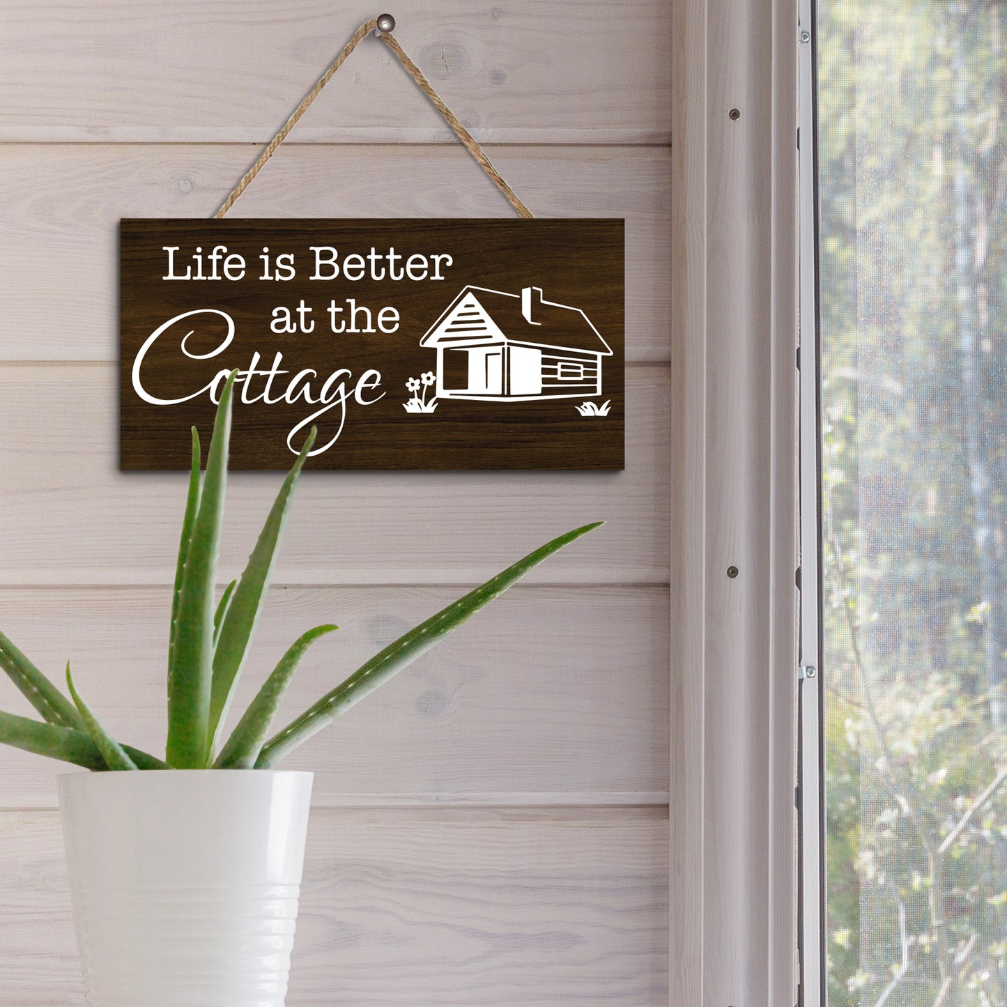 JennyGems Life is Better at the Cottage - Wood Rustic Decorative Sign, Cottage Wall Art, Cottage Sign, Cottage Gift, Cottage Decor