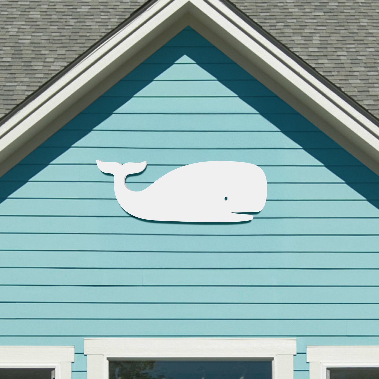 Outdoor Whale Wall Decor – White PVC Beach House Wall Art, Coastal Whale Sign – Nautical Ocean Decoration for Pool, Fence, Shed, 3 Foot