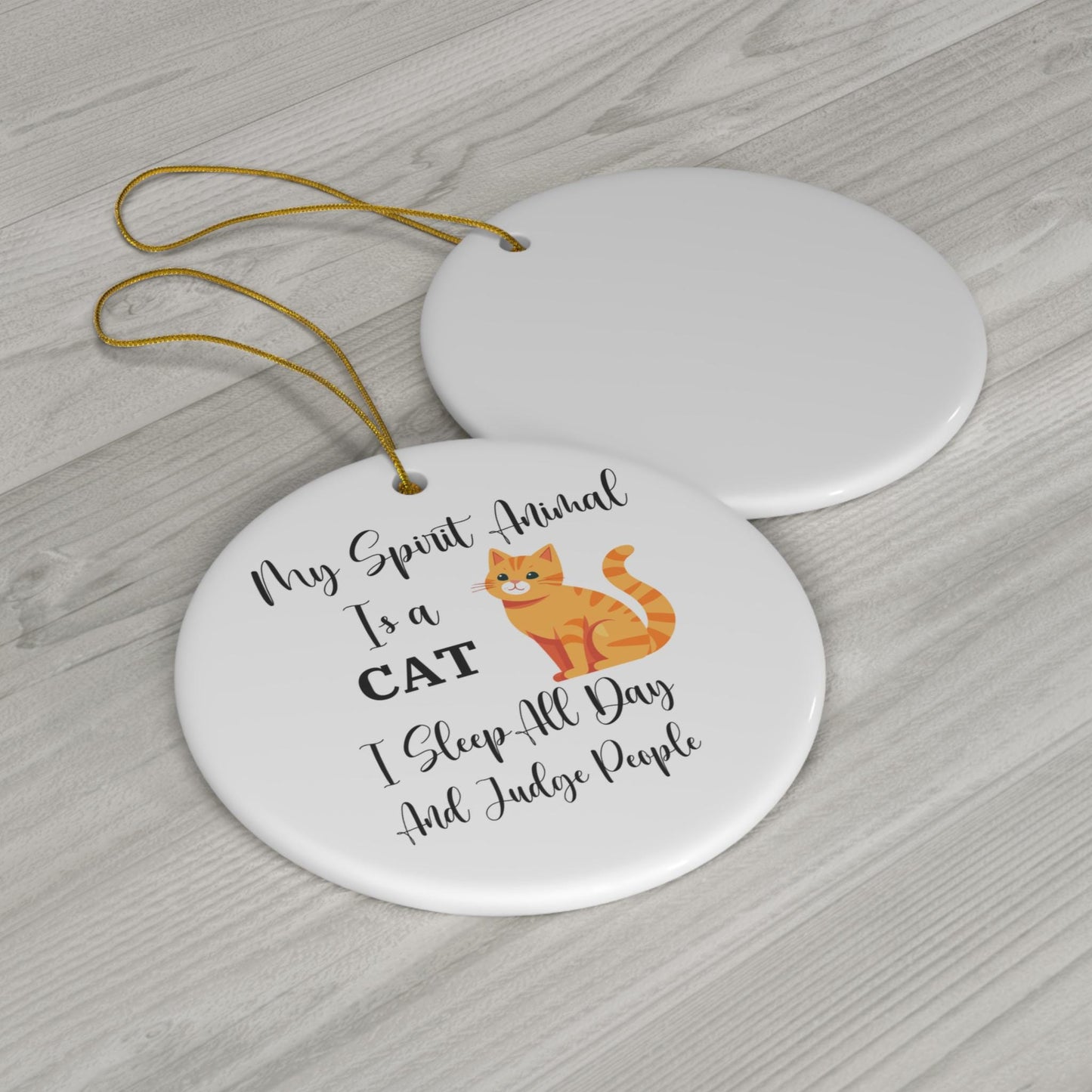 Funny Christmas Ornament - Cat Spirit Animal, Lazy and Judgy Holiday Decor, Animal Lover Gift, Quirky Xmas Decoration, Unique Tree Ornament