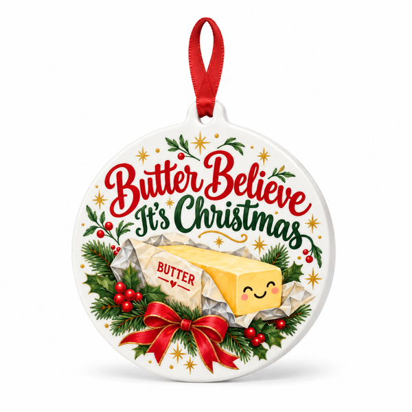 Butter Believe It's Christmas Ornament – Funny Butter Baker Gift