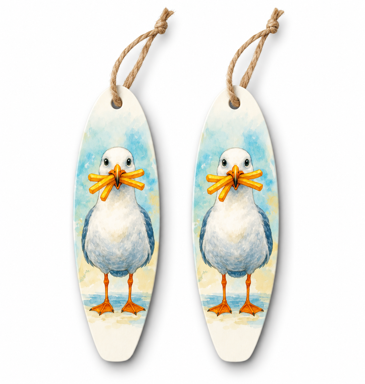 Seagull with French Fries Ornament 2 Pack