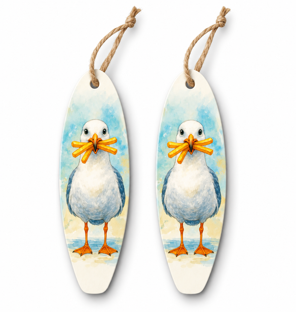 Seagull with French Fries Ornament 2 Pack