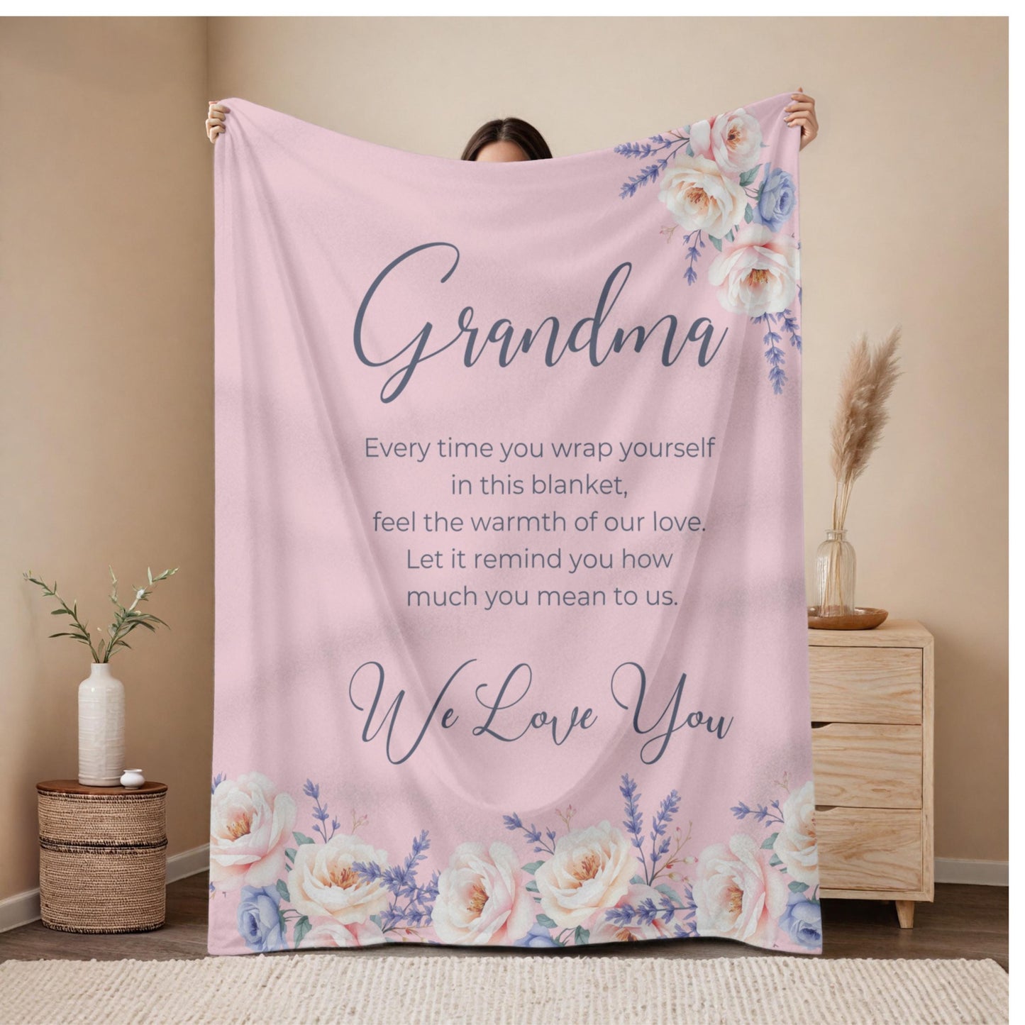 Heartfelt Grandma Sherpa Fleece Cozy Throw Blanket