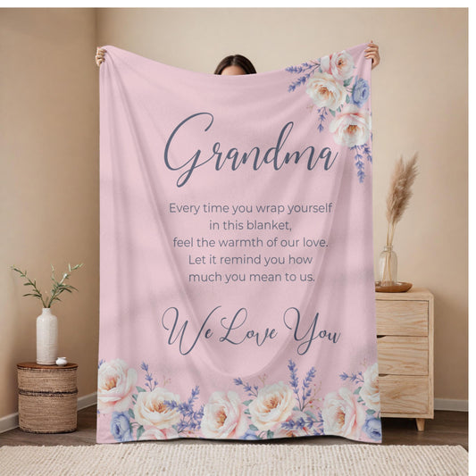 Heartfelt Grandma Sherpa Fleece Cozy Throw Blanket