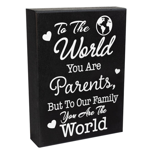 Parent Gifts for Anniversary, To the World You Are Parents Wood Sign, Gift for Parents, Mom and Dad Gift