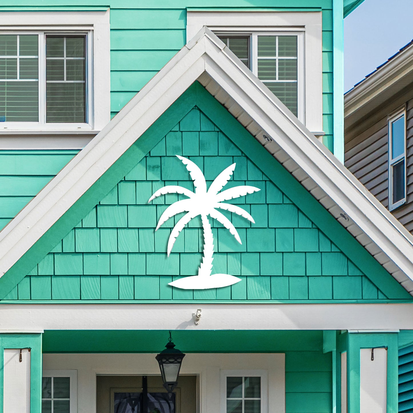 Outdoor Palm Tree Wall Art Beach House Decor – Tropical Palm Tree Sign – Weatherproof PVC Coastal Wall Hanging, 3 Foot