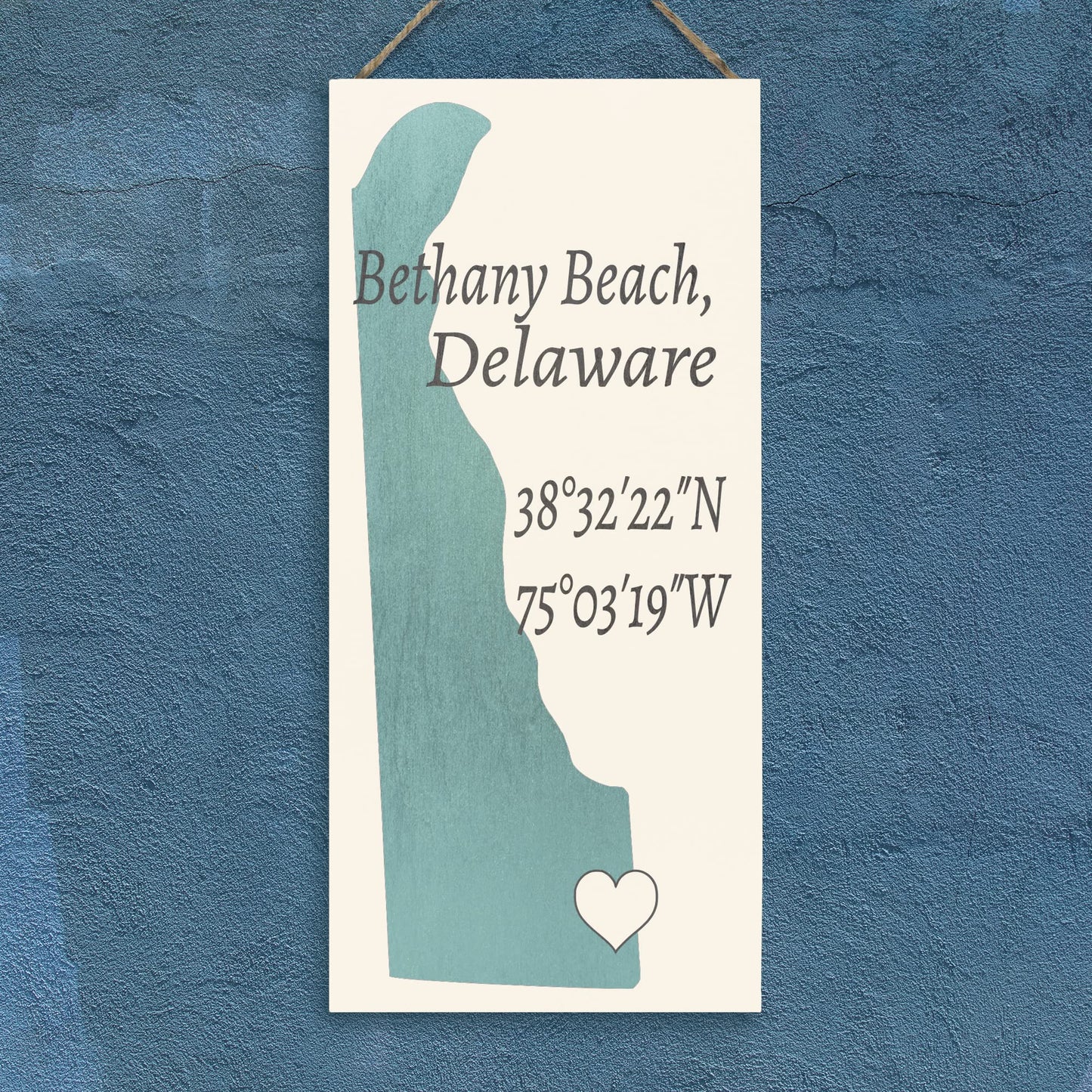 JennyGems Bethany Beach, Delaware Nautical Wood Sign, 6x13 Inches, Delaware Gifts, Made in USA