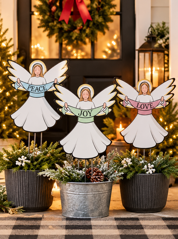 Christmas Angel Yard Signs Set of 3 - Outdoor Christmas Decor, Holiday Decor