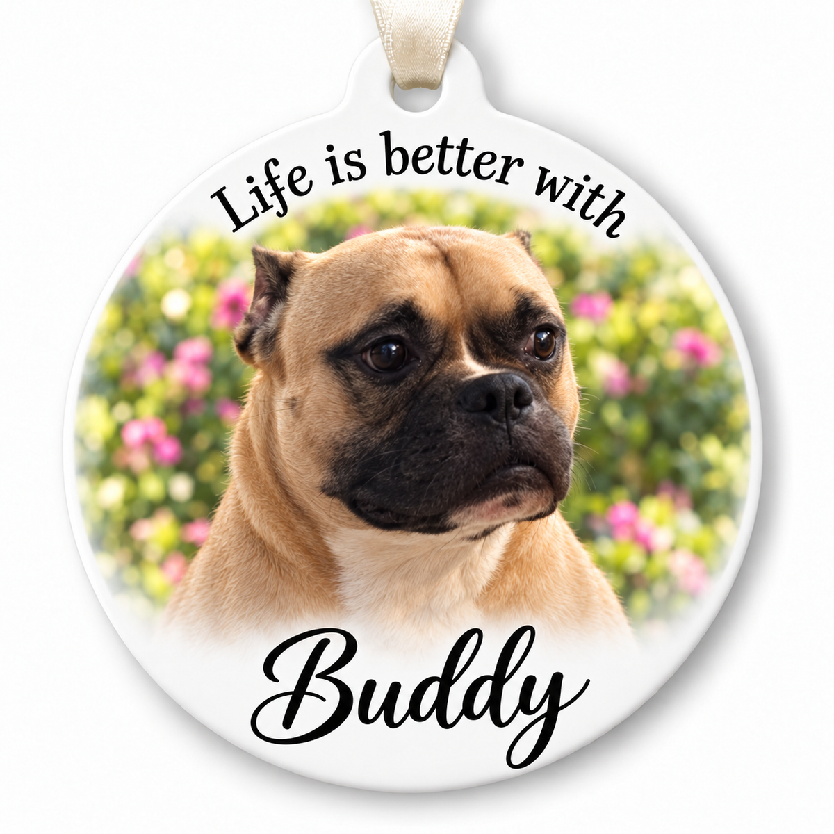 Personalized Dog Photo Ornament, Custom Pet Christmas Ornament with Name, Dog Lover Gift, Pet Memorial Keepsake