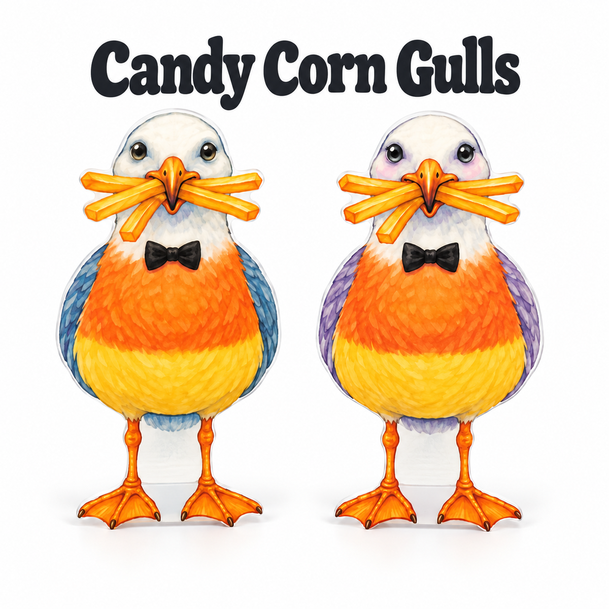 Halloween Candy Corn Coastal Yard Signs, Set of 2, 12 Inch PVC Sully and Sally, Beach House Fall