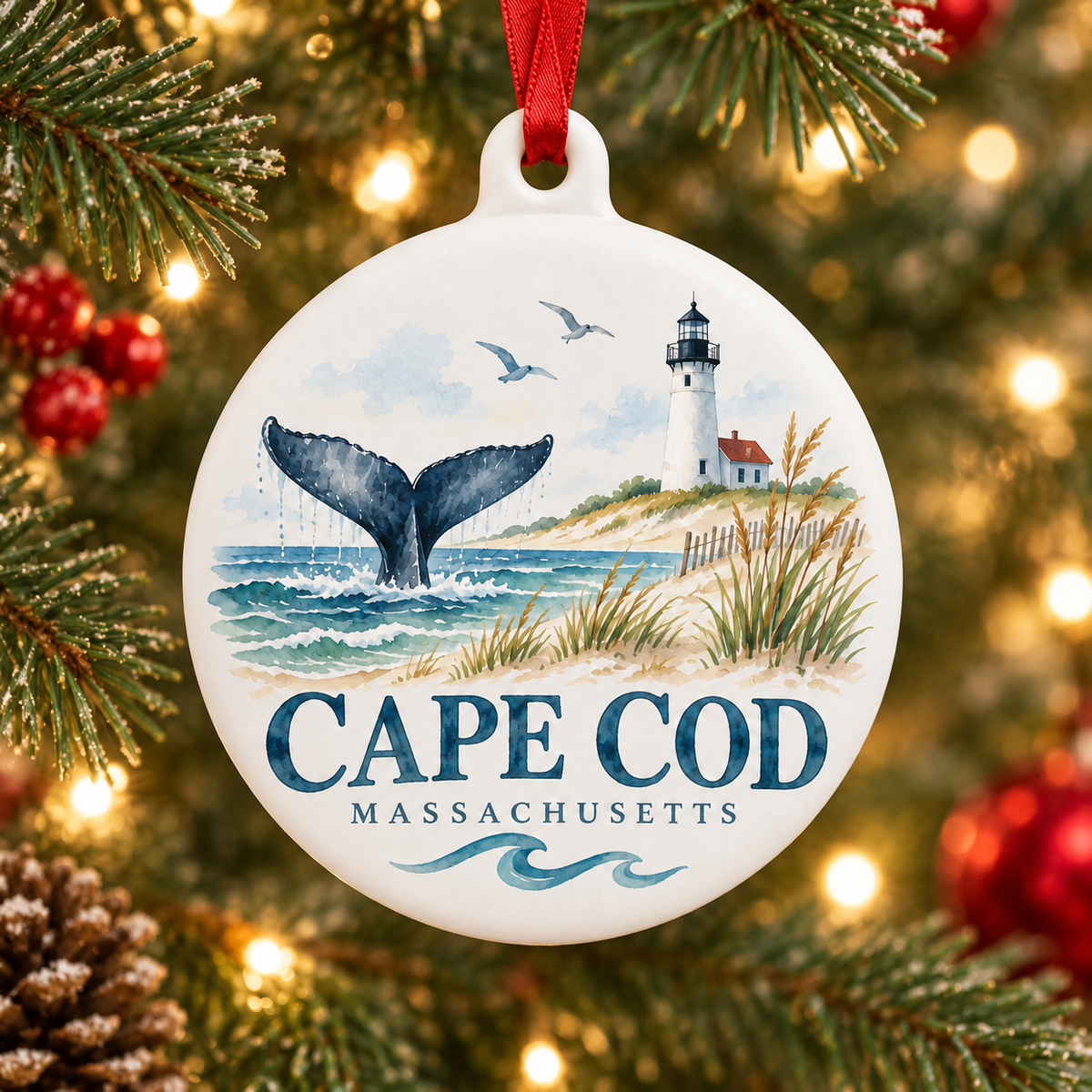 Cape Cod Massachusetts Christmas Ornament