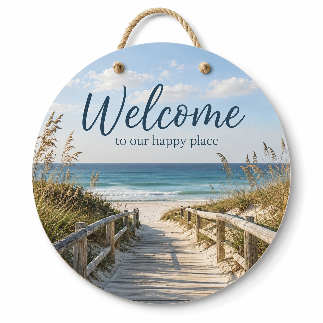 Coastal Beach Door Hanger, Welcome to our Happy Place