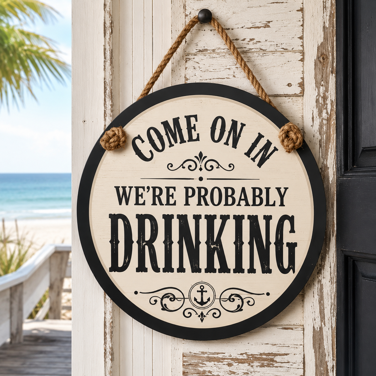 Come on In. - We're Probably Drinking Door Hanger