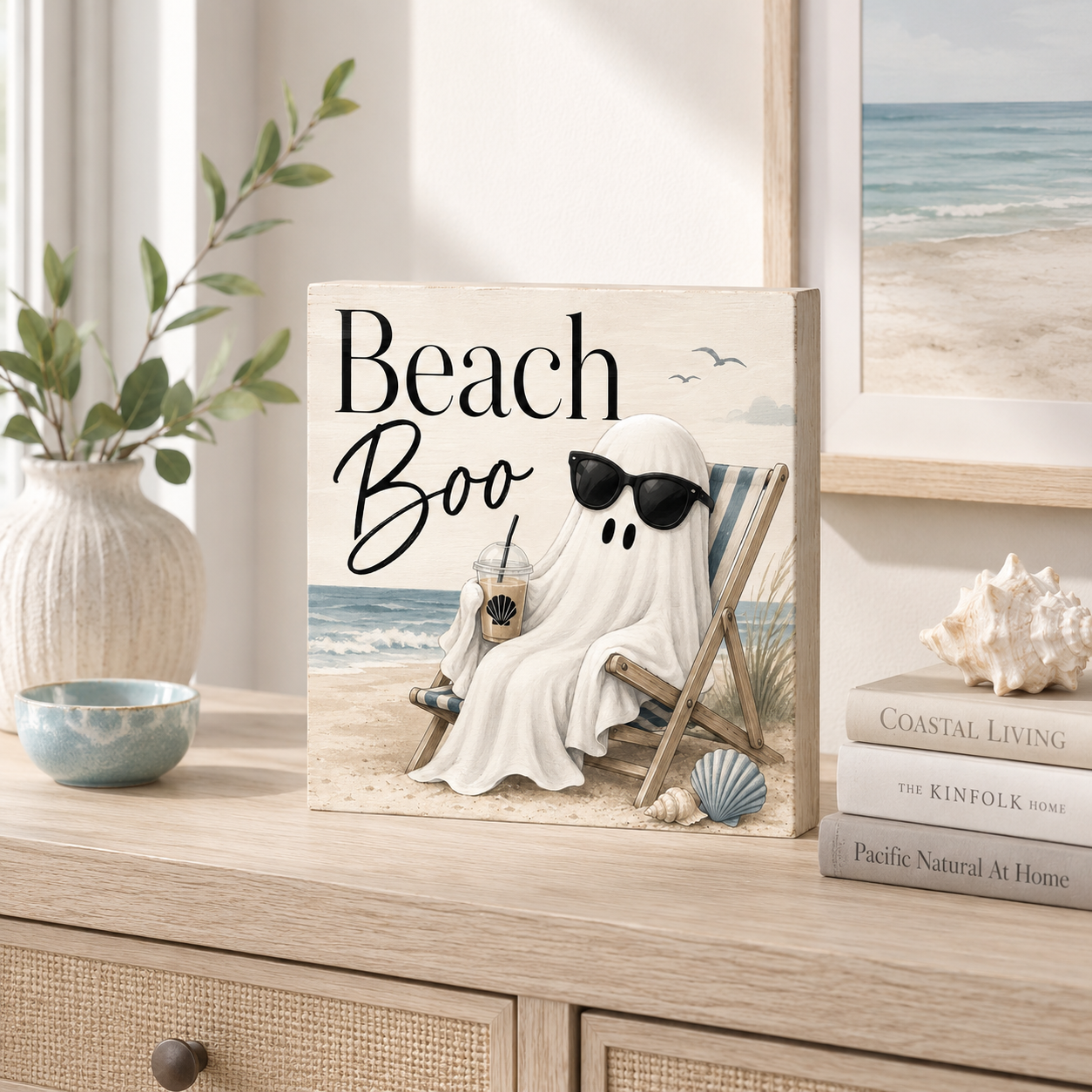 Fall and Halloween Ghost Decor Beach Boo
