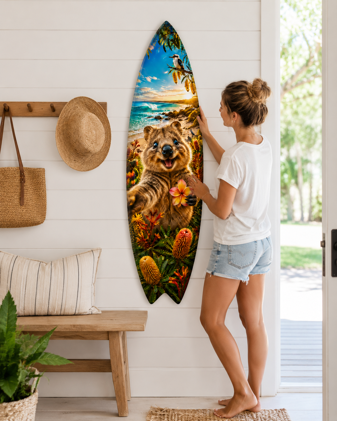 Quokka Surfboard, Decorative Indoor Outdoor