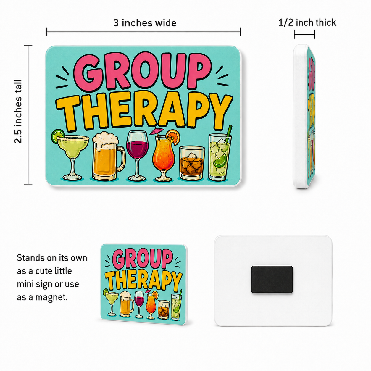 Group Therapy - Funny Tiki Style Magnet and Sign