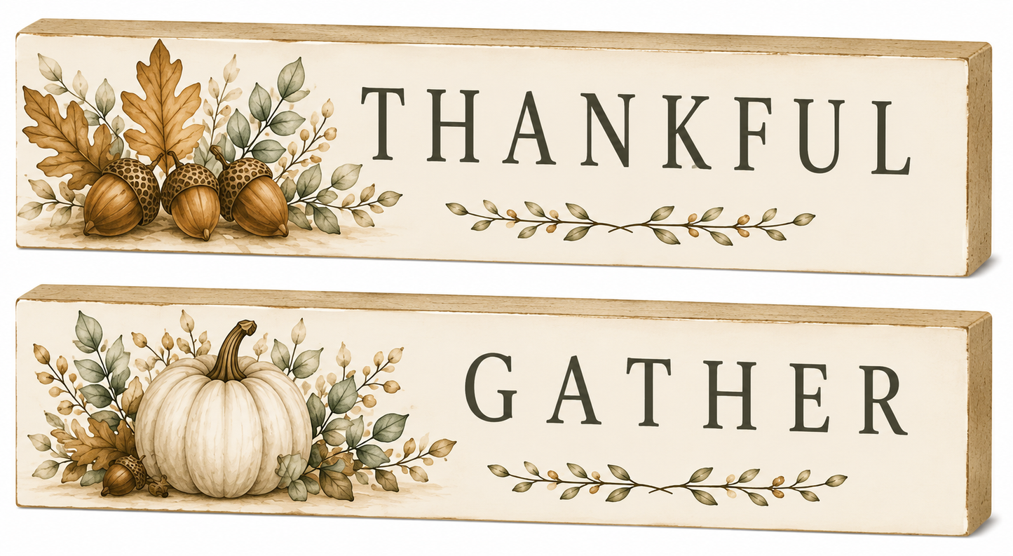Fall decor Accent - Thankful and Gather