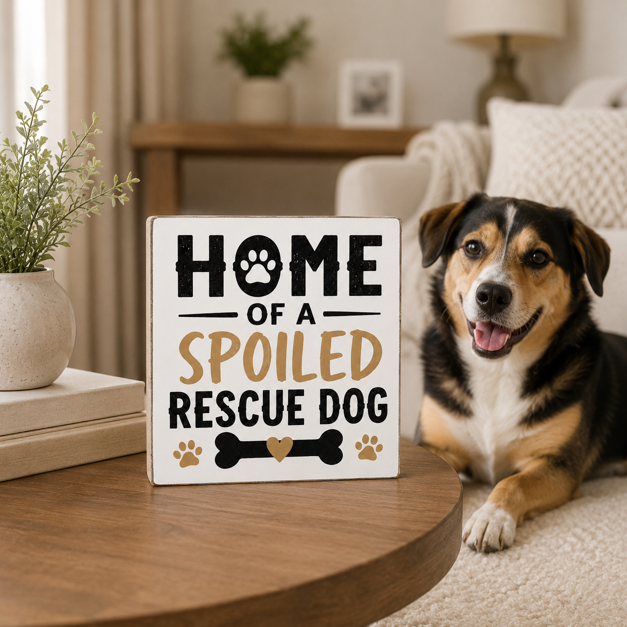 Spoiled Rescue Dog Sign, Dog Rescue, Dog Mom Gift