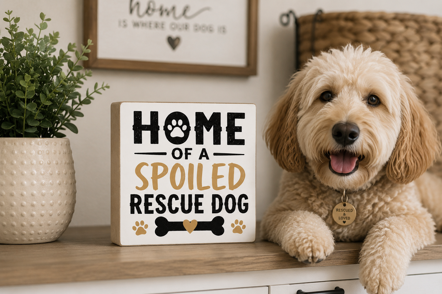 Spoiled Rescue Dog Sign, Dog Rescue, Dog Mom Gift