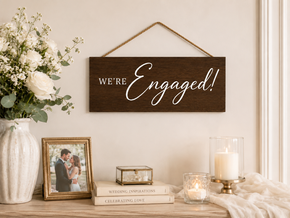 We're Engaged Sign, Photo Prop for Engagement