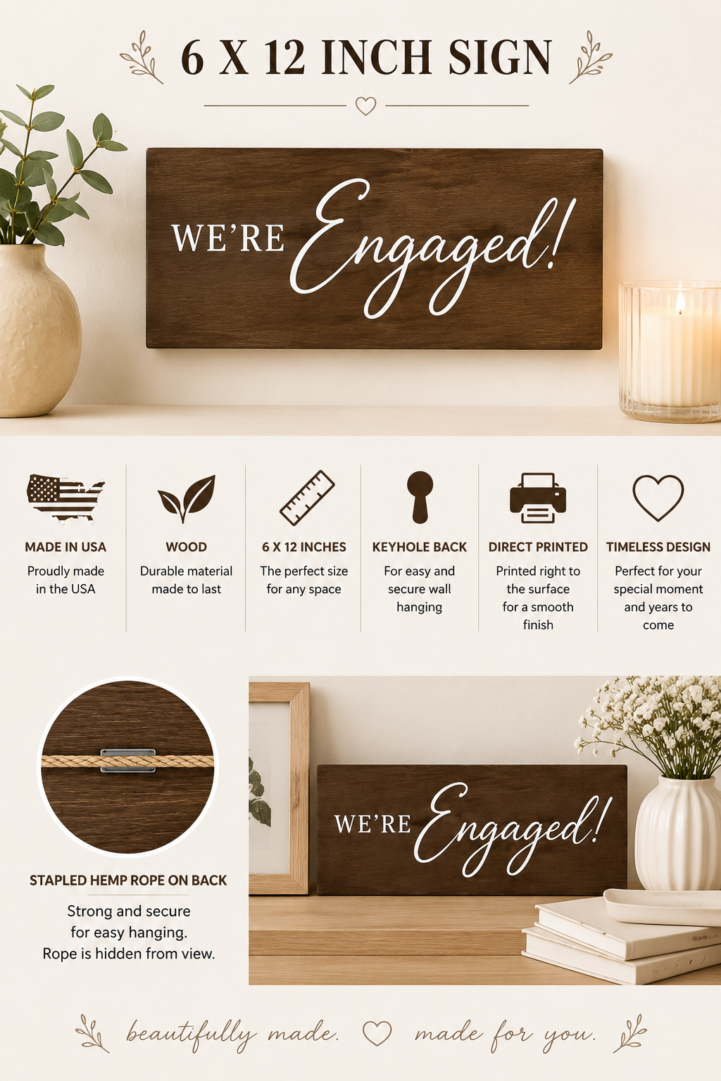 We're Engaged Sign, Photo Prop for Engagement