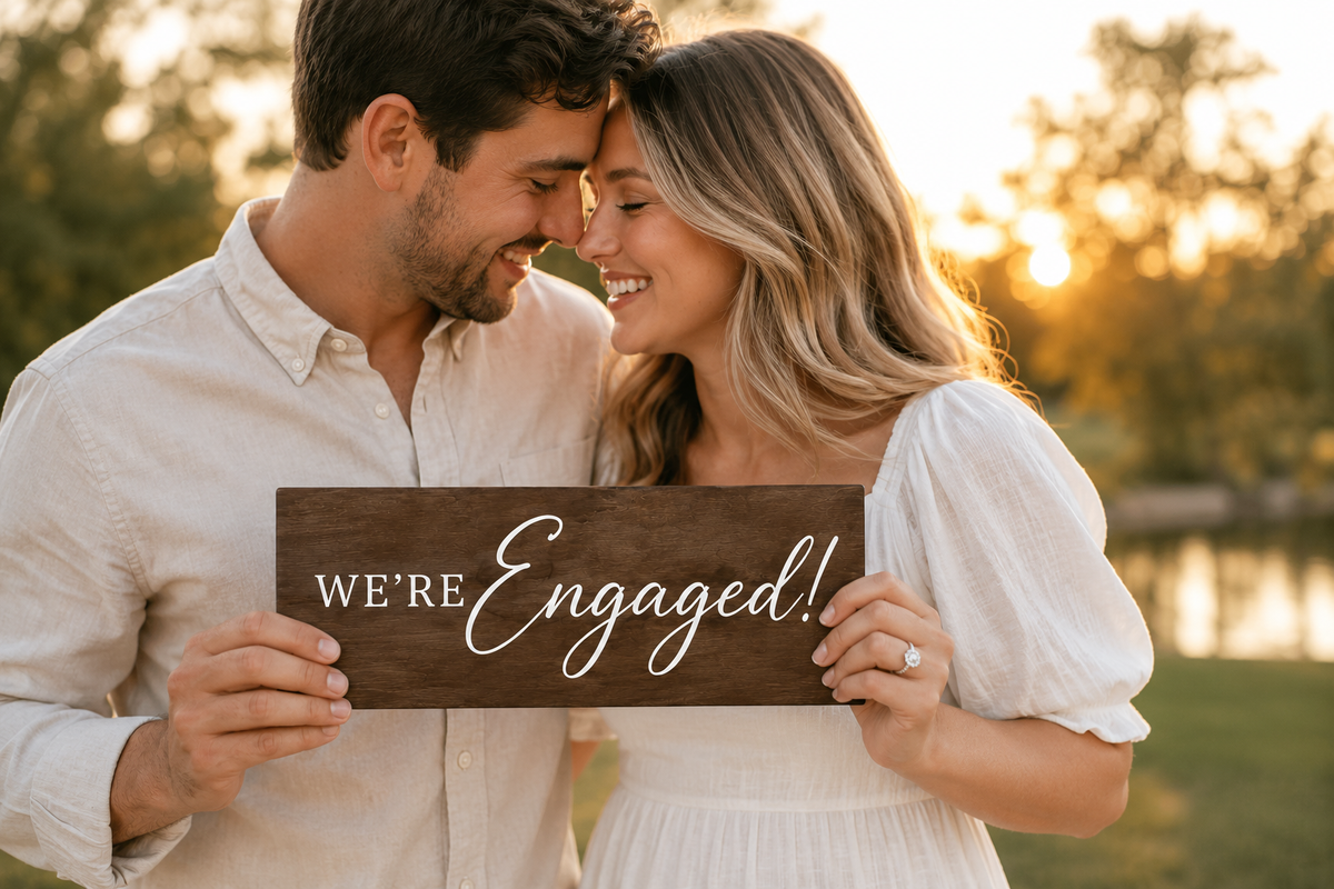 We're Engaged Sign, Photo Prop for Engagement