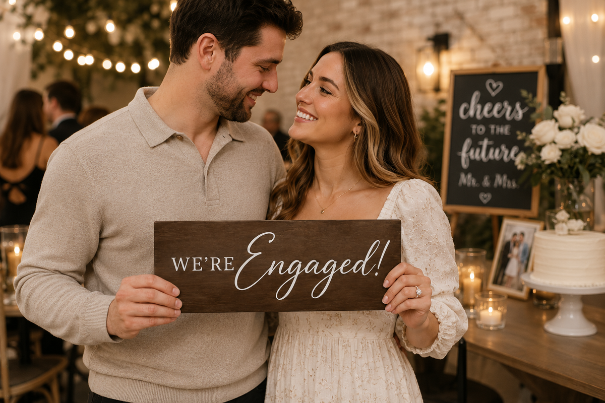 We're Engaged Sign, Photo Prop for Engagement