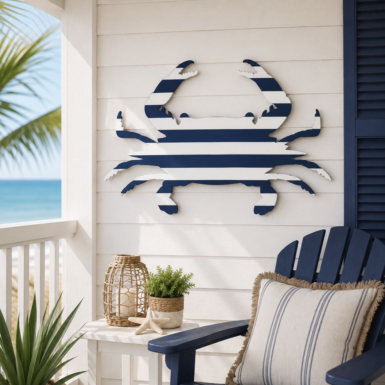 Nautical Cabana Crab Wall Art – Coastal PVC Wall Decor for Indoor & Outdoor Use