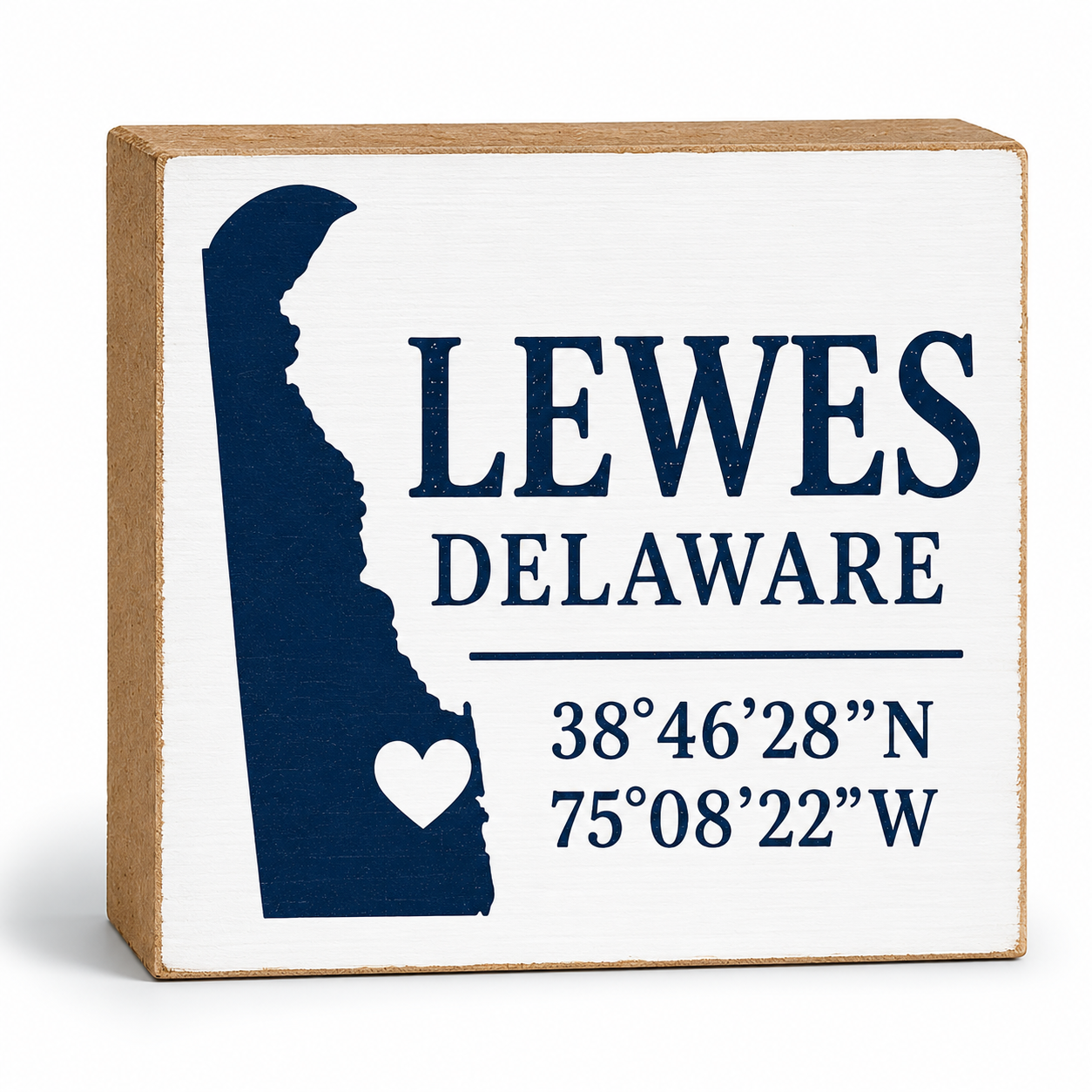 Lewes Delaware Sign: Compass Coordinates Wood Beach Decor