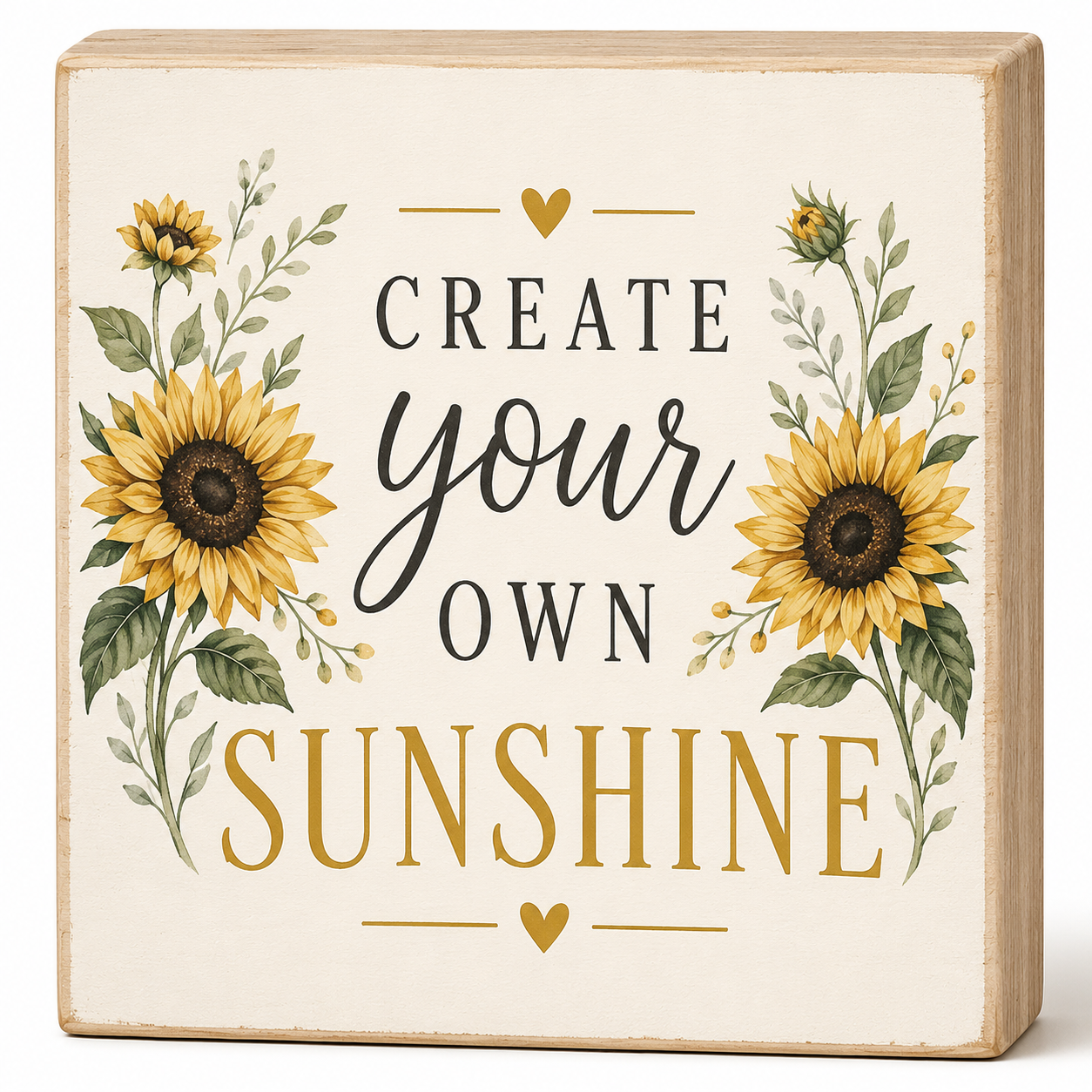 Create Your Own Sunshine Sunflower Block Set – Farmhouse Tiered Tray Decor, Rustic Wooden Signs, Inspirational Home Accent
