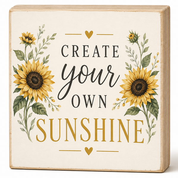 Create Your Own Sunshine Sunflower Block Set – Farmhouse Tiered Tray Decor, Rustic Wooden Signs, Inspirational Home Accent