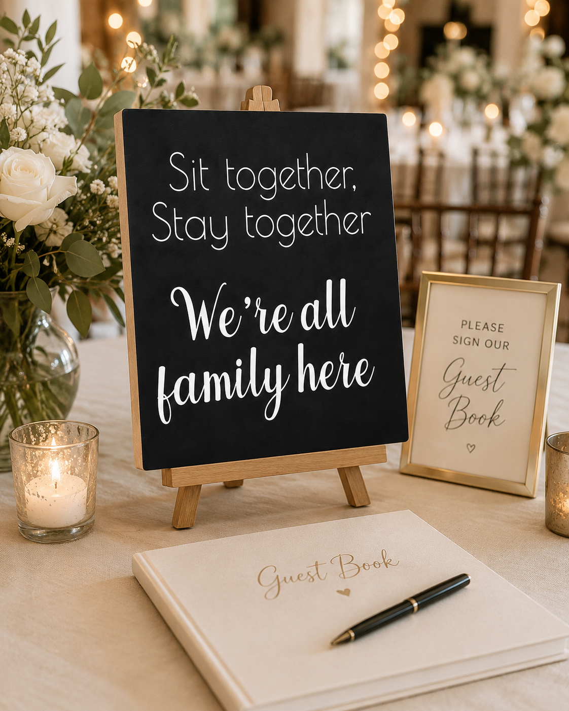 No Seating Plan Wedding Sign, Sit Together Stay Together We are Family