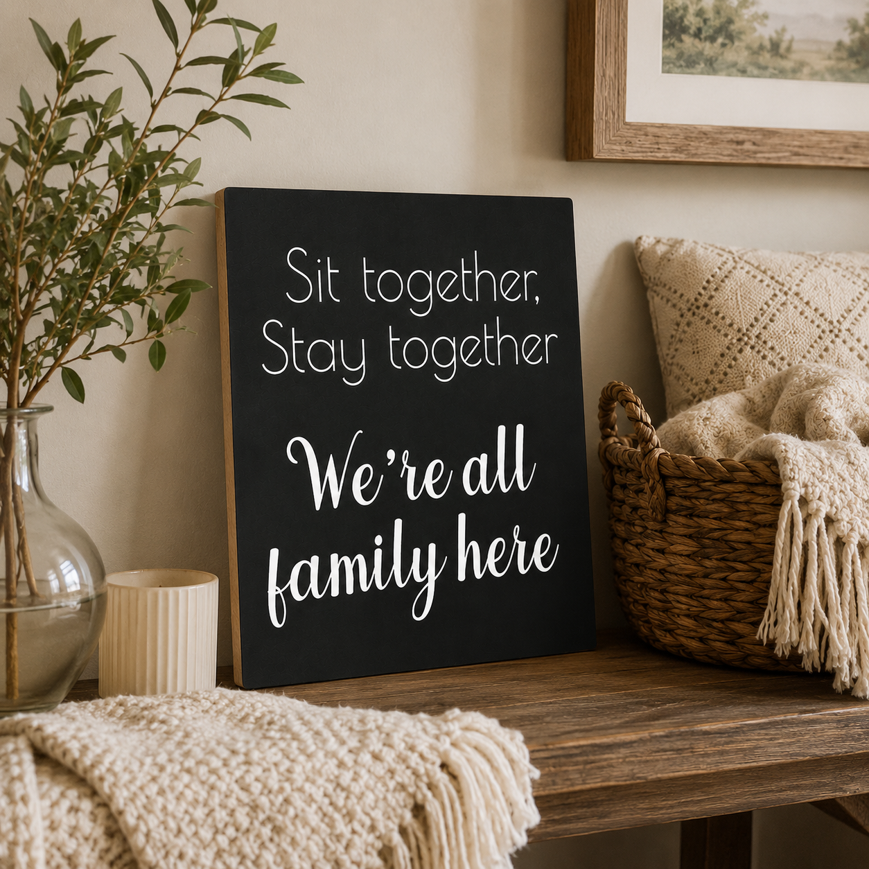 No Seating Plan Wedding Sign, Sit Together Stay Together We are Family