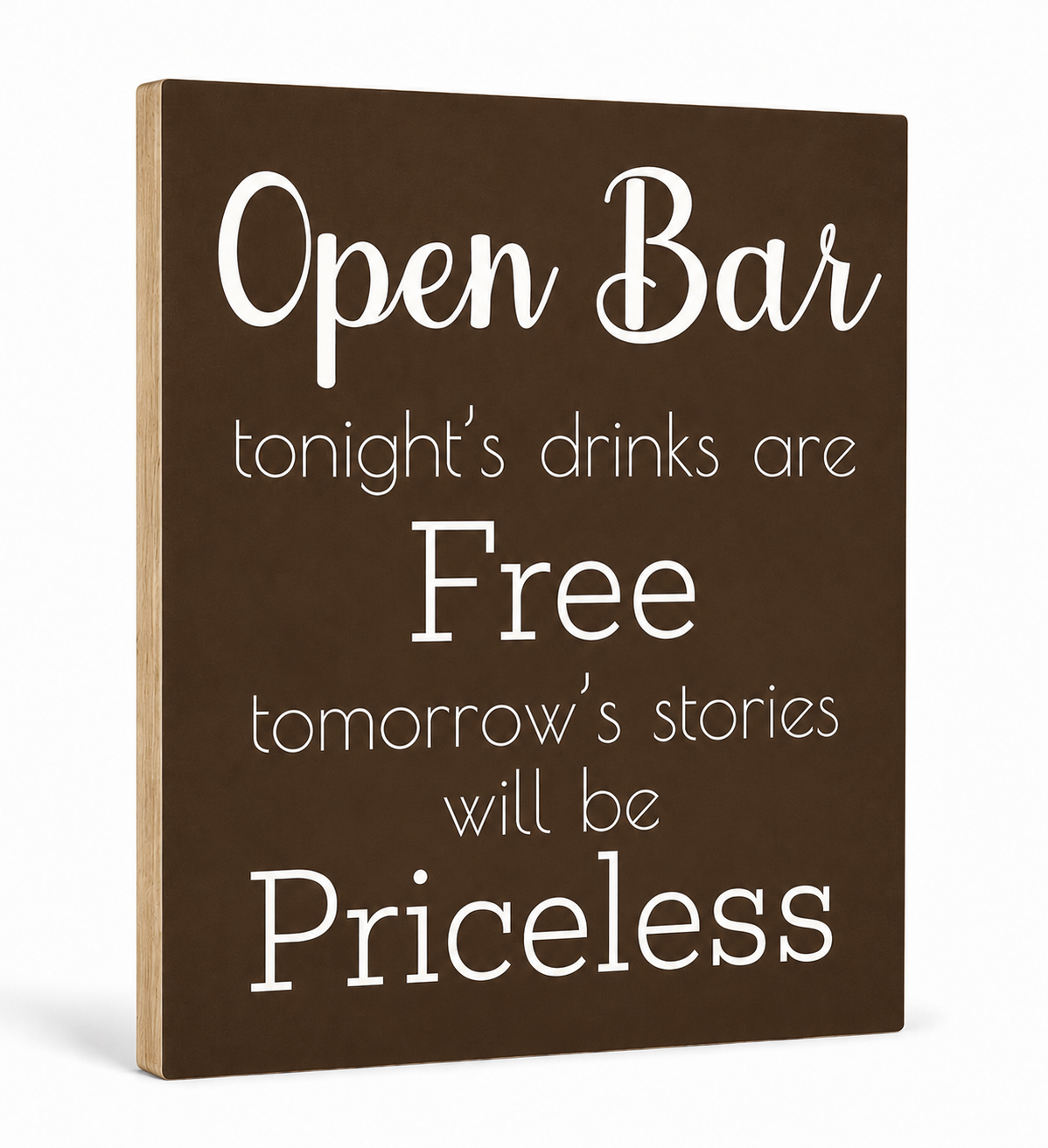Open Bar Sign – Funny Wedding & Event Decor, Wood Bar Sign, 9x11 Inch