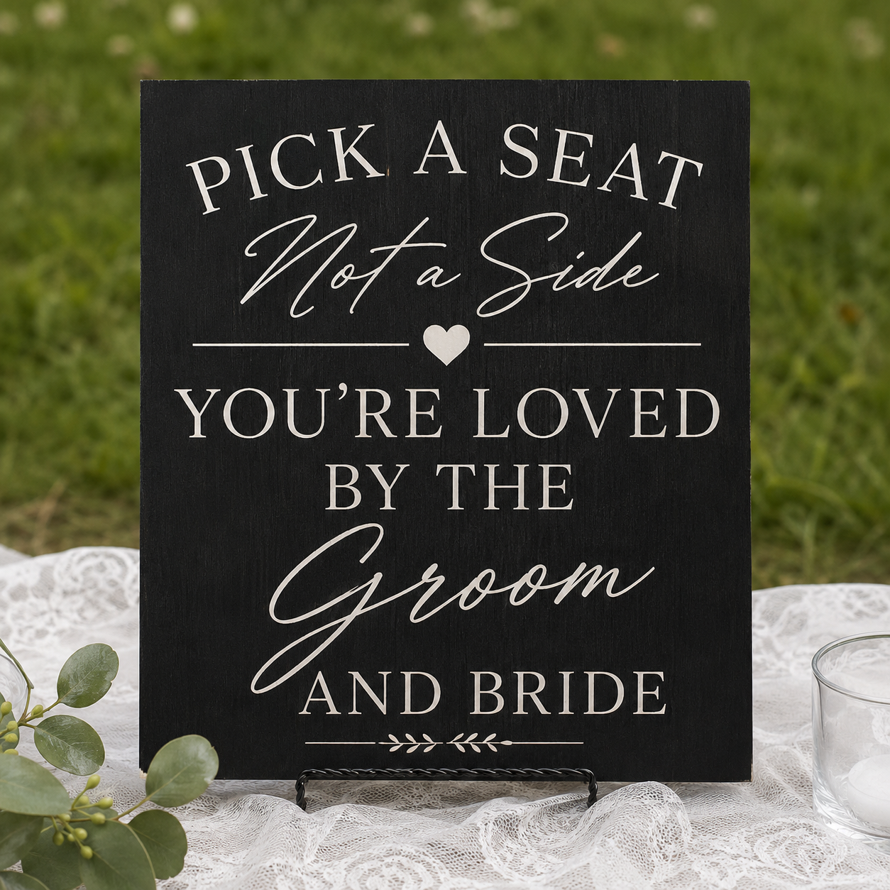 Pick a Seat Not a Side Sign You Are Loved by the Groom and Bride, Wedding Sign