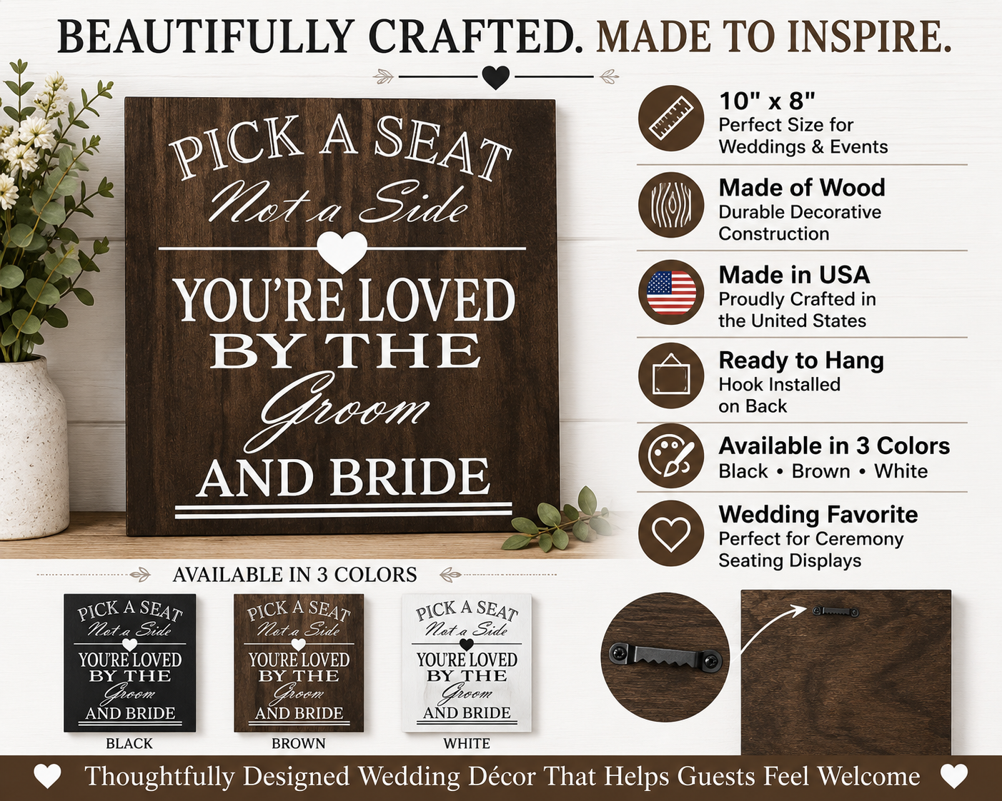 Pick a Seat Not a Side Sign You Are Loved by the Groom and Bride, Wedding Sign