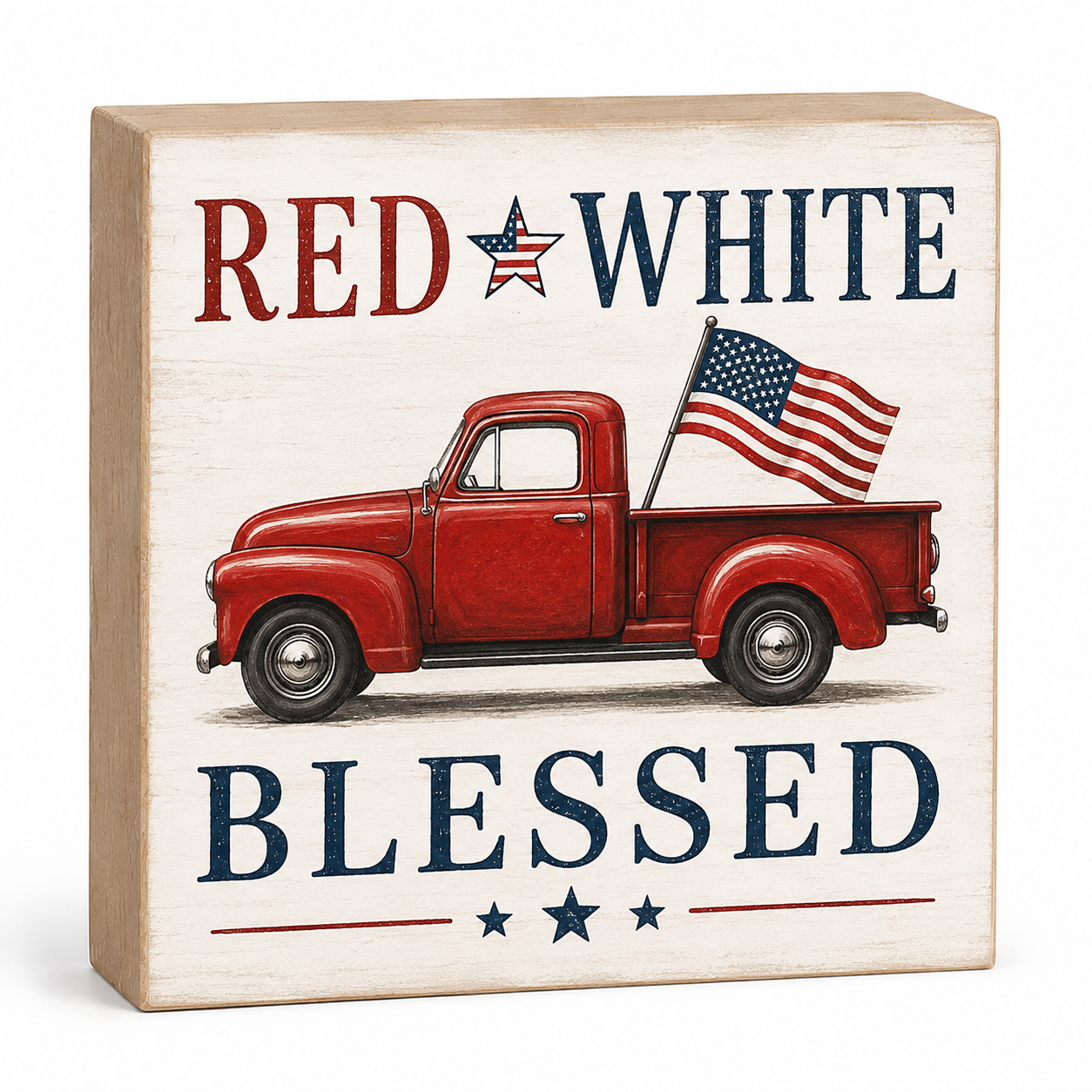Red White and Blessed Wooden Patriotic Sign