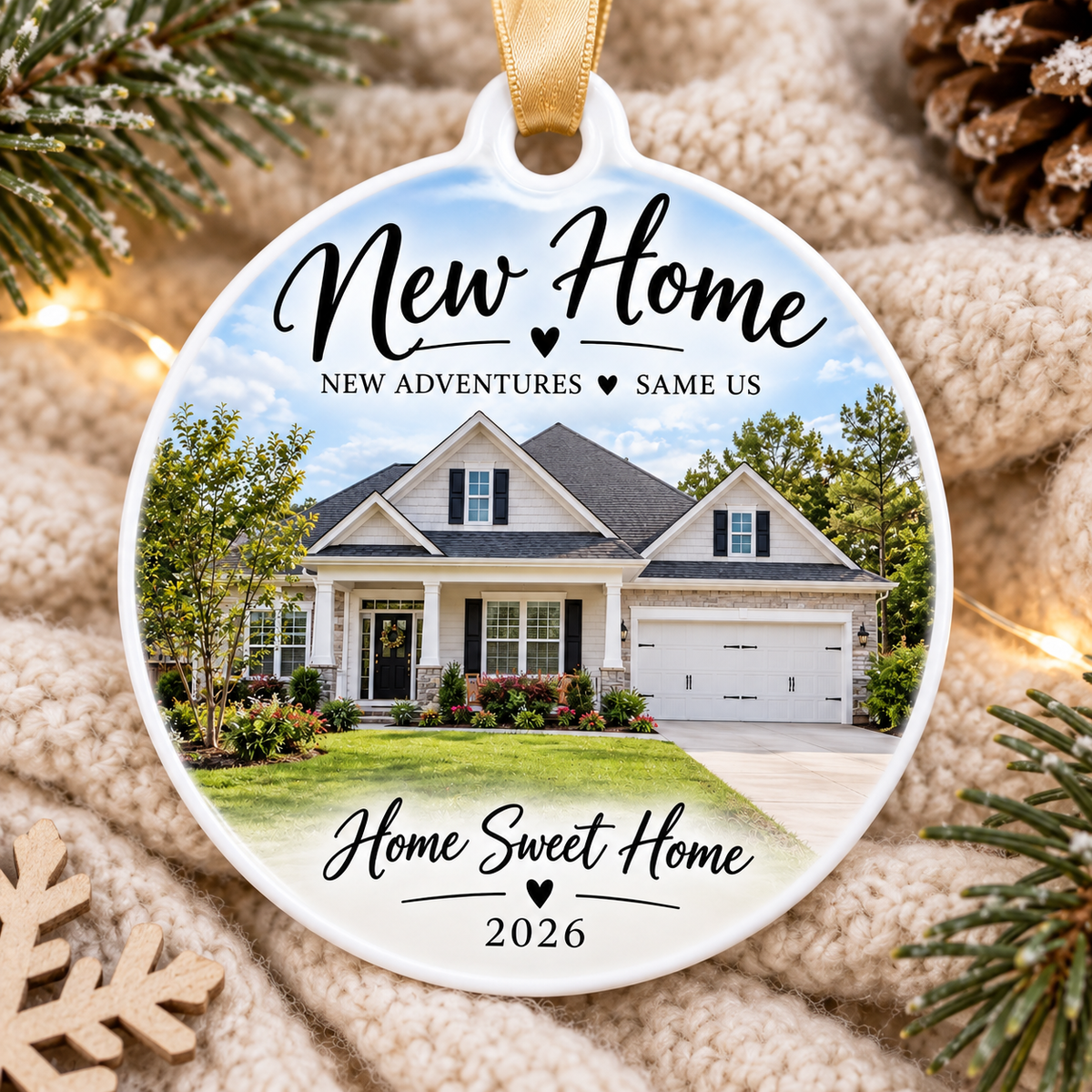 Personalized New Home Photo Ornament – Our First Christmas in Our New Home – Custom House Picture Keepsake – Housewarming Gift 2026