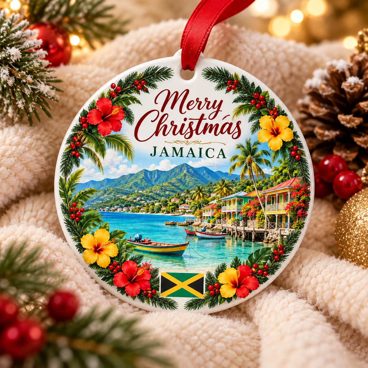 Jamaica Ornament, Merry Christmas