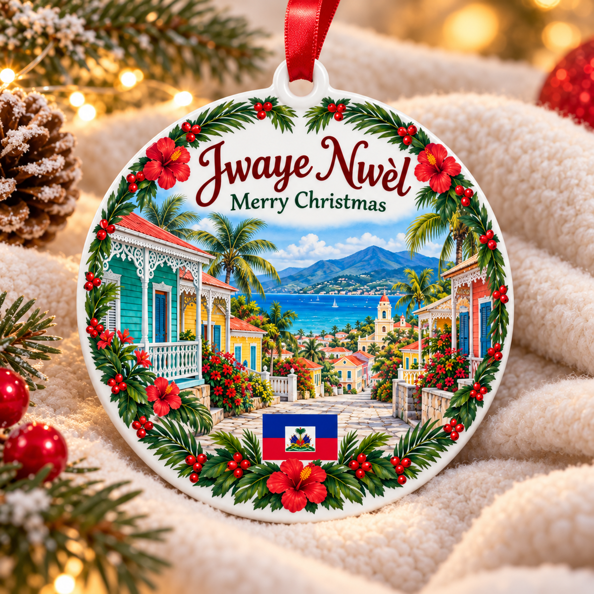 Haiti Ornament - Jwaye Nwel Merry Christmas